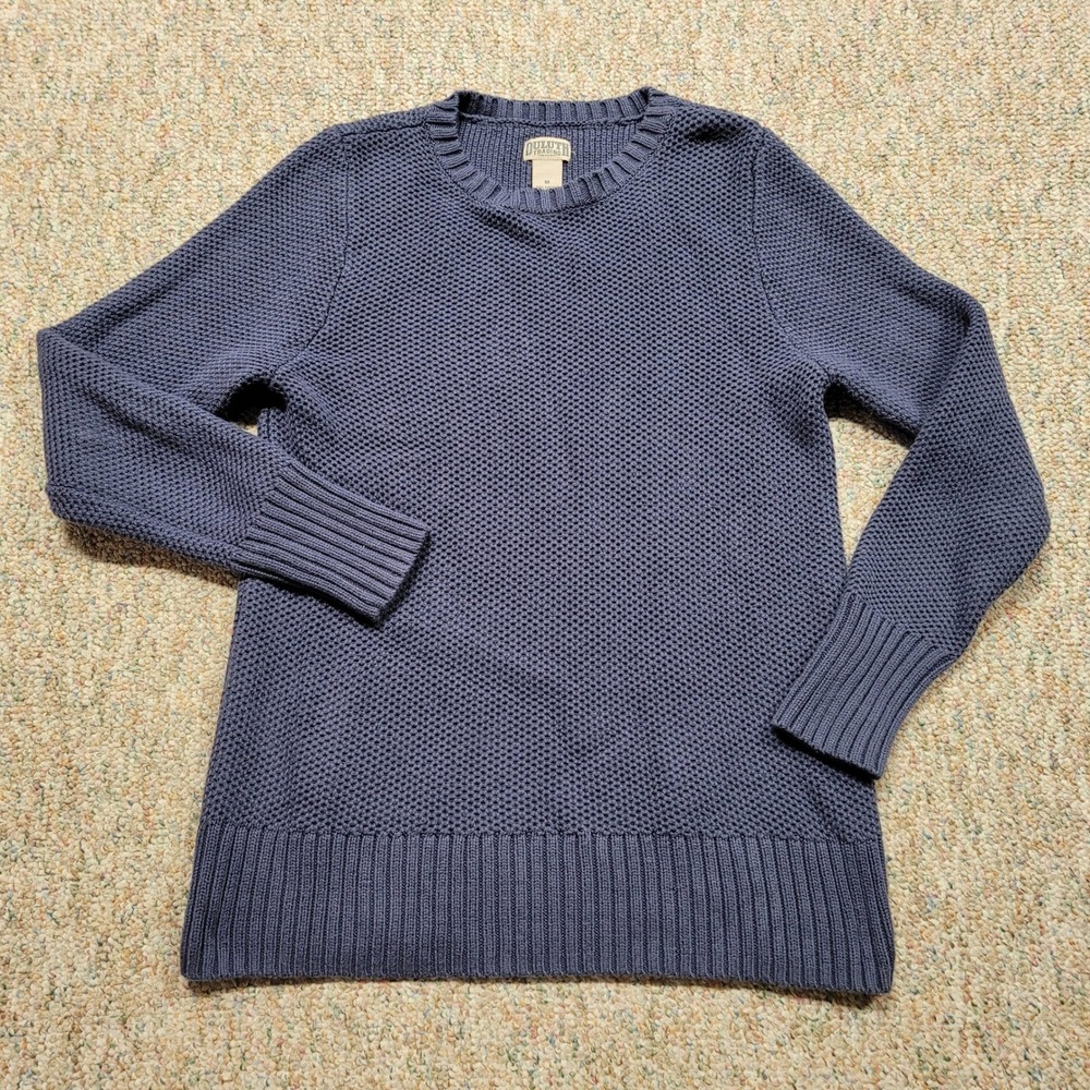 Duluth Trading Co Sweater Womens Medium Blue Cotton Blend Seed Stitch Knit